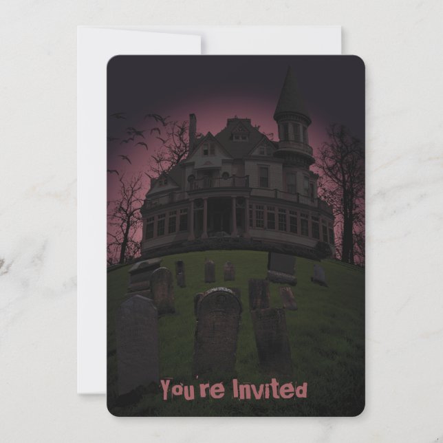 Bort mansion Halloween fest-inbjudan Inbjudningar (Framsida)