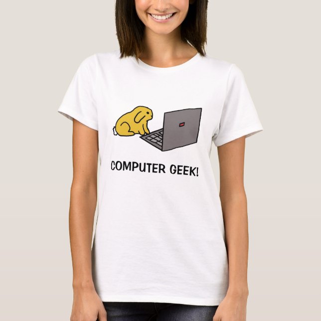 Bort på bärbar dator, DATOR GEEK! Tee Shirt (Framsida)
