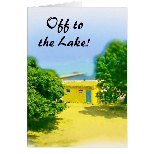 Bort till sjöstranden! hälsningskort (Framsidan)