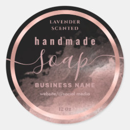 Bort vattenfärgsskript med handgjord tvålsetikett runt klistermärke