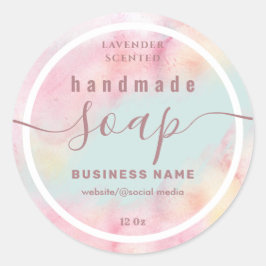 Bort vattenfärgsskript med handgjord tvålsetikett runt klistermärke