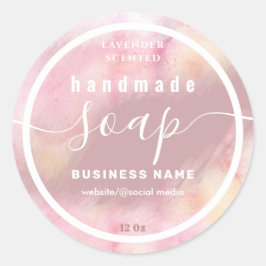 Bort vattenfärgsskript med handgjord tvålsetikett runt klistermärke