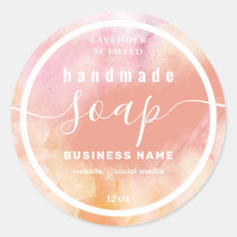 Bort vattenfärgsskript med handgjord tvålsetikett runt klistermärke