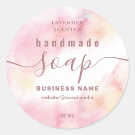 Bort vattenfärgsskript med handgjord tvålsetikett runt klistermärke