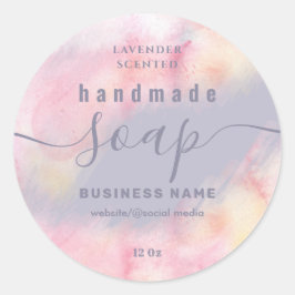 Bort vattenfärgsskript med handgjord tvålsetikett runt klistermärke