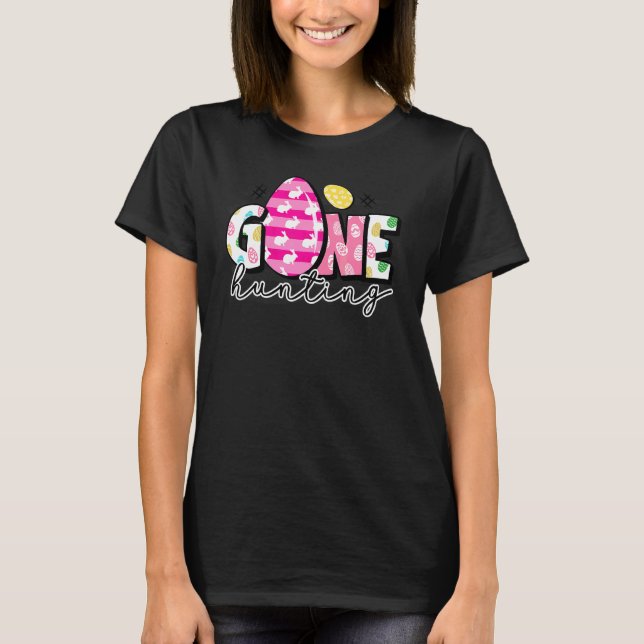 Borta ägg som jagar Påsk Cute Glad påsk Bunny T Shirt (Framsida)
