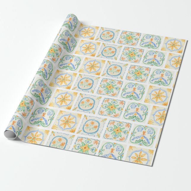 Borta Amalfi Tile Presentpapper (Utrullad)