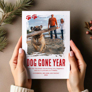 Borta årets Hund fotojul Julkort