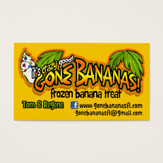 Borta bananer visitkort (Framsidan)