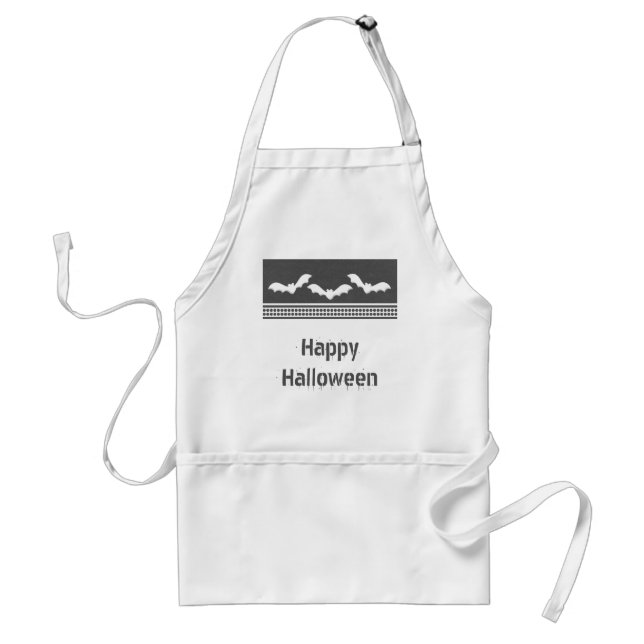Borta Batty Halloween Apron, Mörk Grått Förkläde (Framsidan)