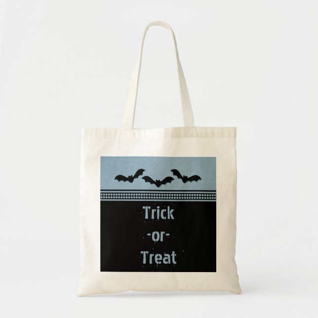 Borta Batty Halloween Bag, ljusblå Tygkasse (Framsidan)