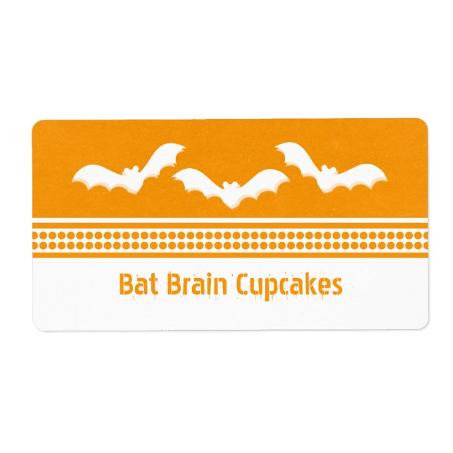 Borta Batty Halloween-etiketter, Orange och vit Fraktsedel (Framsidan)