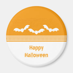 Borta Batty Halloween Magnet, Orange och vit Magnet