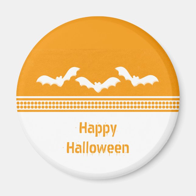 Borta Batty Halloween Magnet, Orange och vit Magnet (Framsidan)