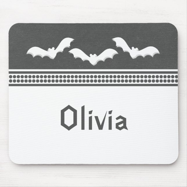 Borta Batty Halloween Mousepad, Mörk Grått Musmatta (Framsidan)