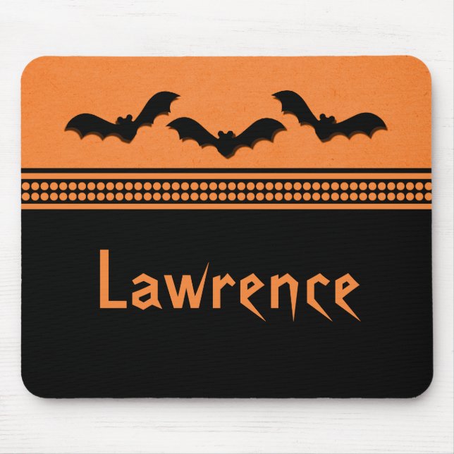 Borta Batty Halloween Mousepad, Orange Musmatta (Framsidan)
