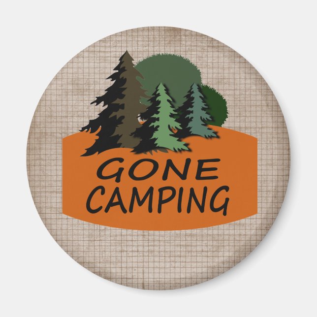 Borta Camping Camper-Logotyp Magnet (Framsidan)