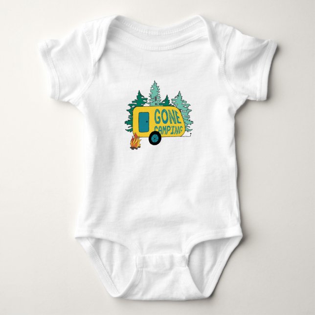 Borta campingsommarlägerlägerlägret Clipart Lyckli T Shirt (Framsida)