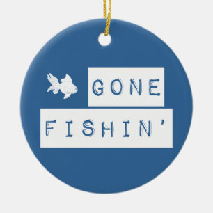 Borta Fishin (anpassningsbarfärger) Julgransprydnad Keramik