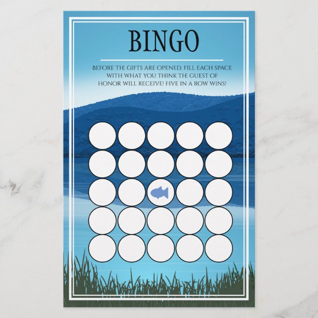 Borta Fishin' Baby Shower Bingo (Framsida)