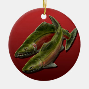 Borta Fishing Ornament Personlig Salmon Gift