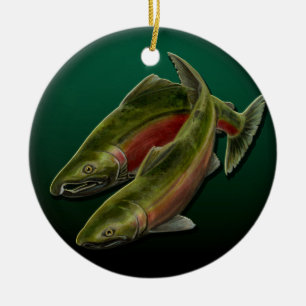 Borta Fishing Ornament Personlig Salmon Gift
