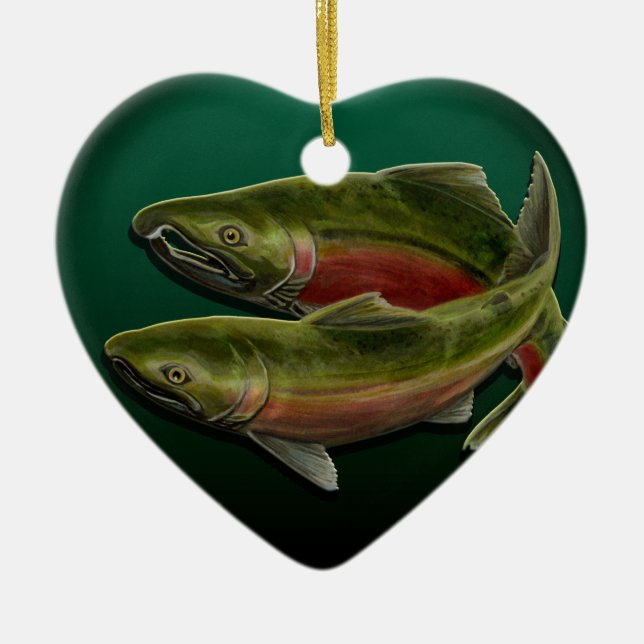 Borta Fishing Ornament Personlig Salmon Gift (Framsidan)