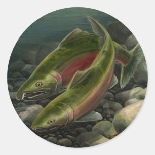 Borta Fishing Stickers Coho Salmon Art Stickers Runt Klistermärke