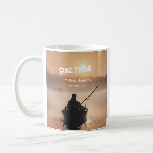 Borta Fishing Sunrise Redragen Fisherman Gift Kaffemugg (Vänster)