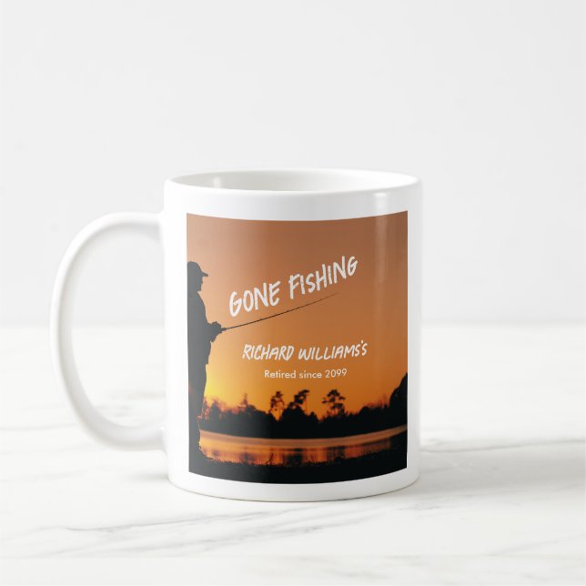 Borta Fishing Sunset Redraget Fisherman Gift Kaffemugg (Vänster)