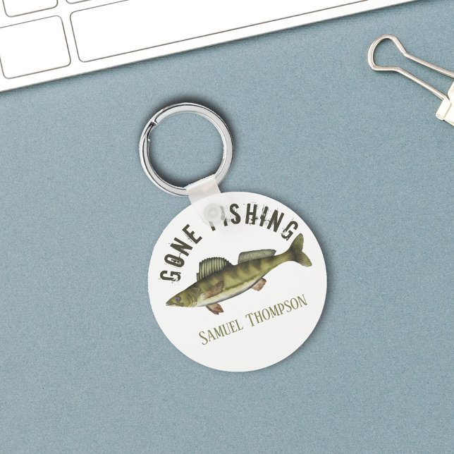 Borta Fishingvalleye Fiskar Modern Fiskerman Cute Nyckelring (Gone Fishing Custom Keychain)