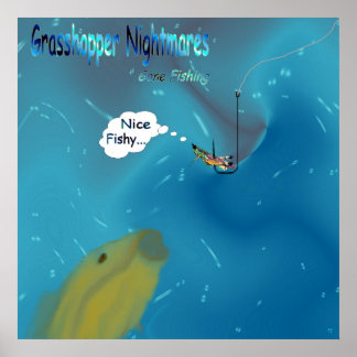 Borta fiske - gräshoppamardrömaffisch poster