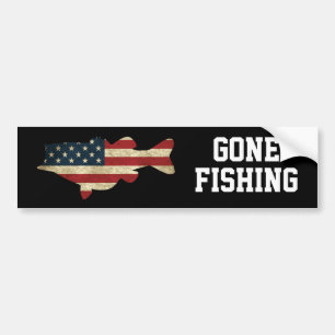 Borta fiske i amerikansk Flagga Bildekal