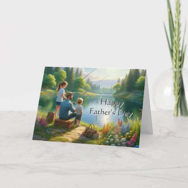 Borta fiske i lycklig Fars dag Kort (Framsida)
