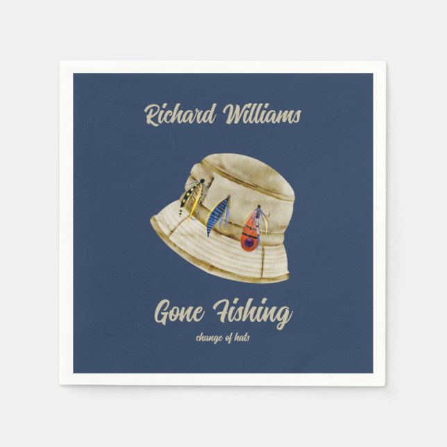 Borta fiske i pension, pensionerad fiskare Hat Pappersservett (Framsidan)