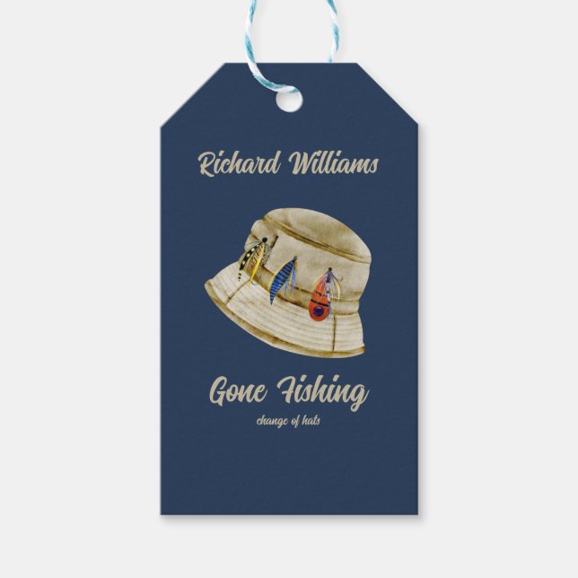 Borta fiske i pension, pensionerad fiskare Hat Presentetikett (Framsidan)