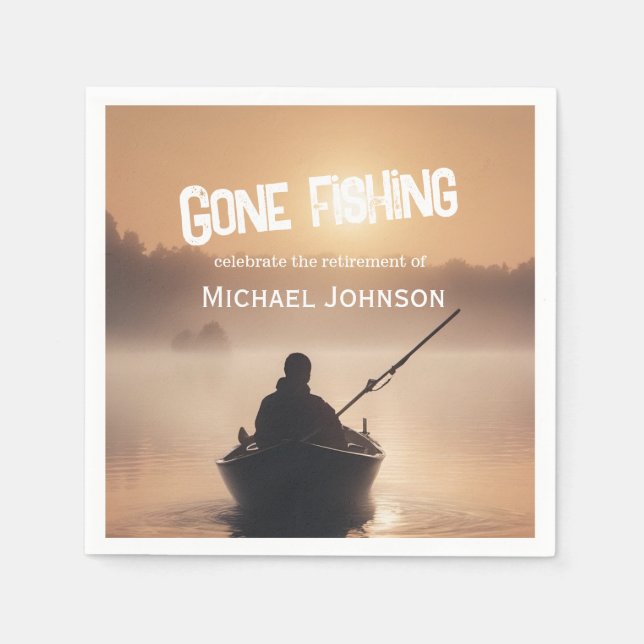 Borta fiske i pension, pensionerad fiskare med ned pappersservett (Framsidan)