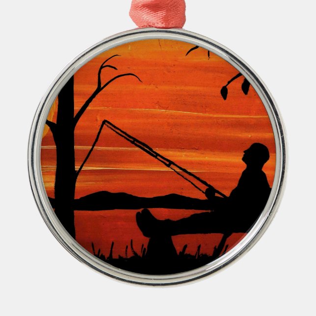 Borta fiske julgransprydnad metall (Framsidan)