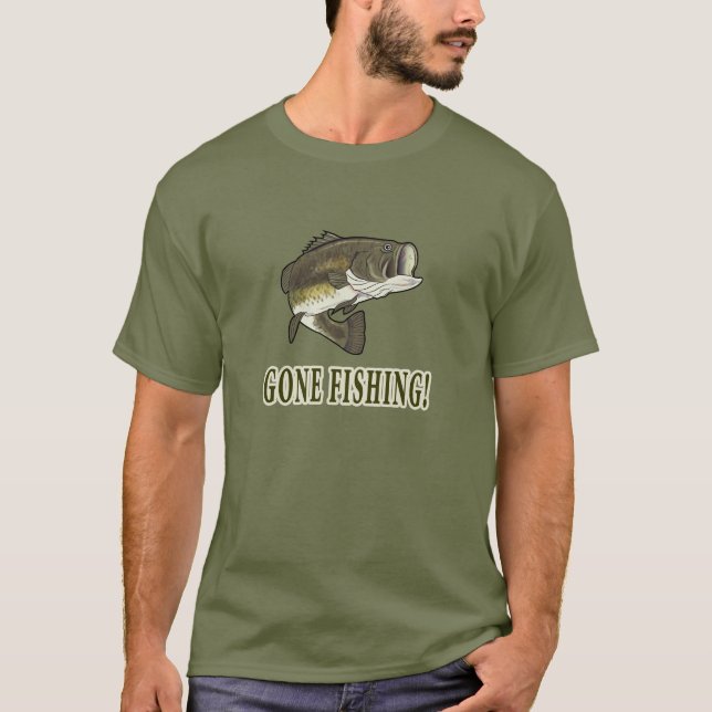Borta fiske: Largemouth bas T-shirt (Framsida)