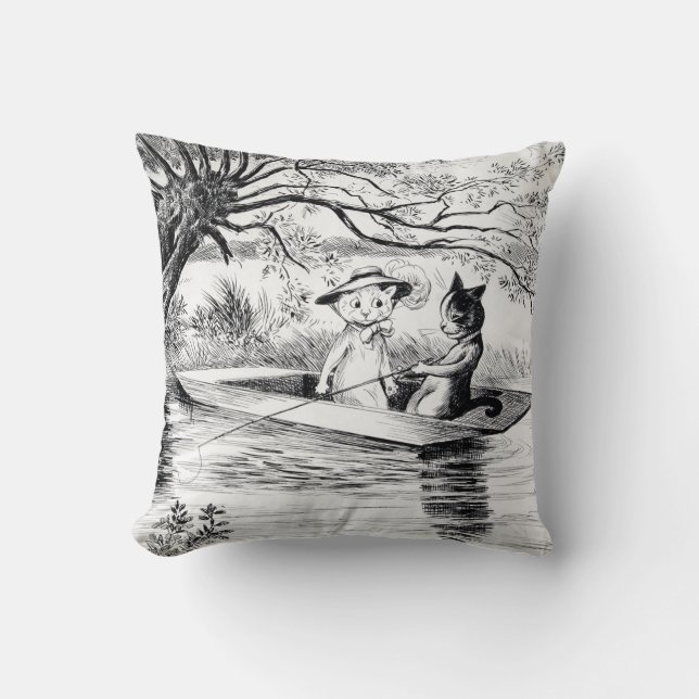 Borta fiske med Älskare, Louis Wain Kudde (Framsida)