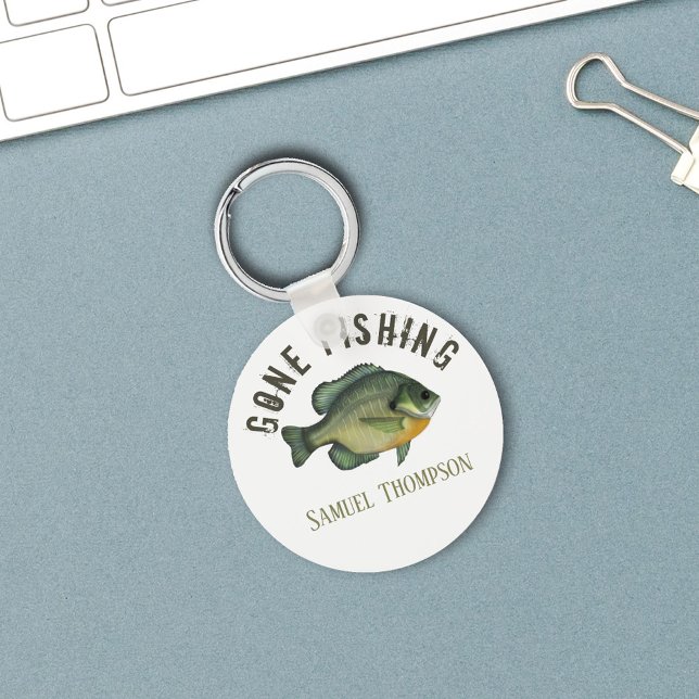 Borta fiske - modern fiskekål nyckelring (Gone Fishing Custom Keychain. )