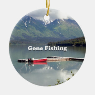 Borta fiske: Slinga sjö, Alaska Julgransprydnad Keramik