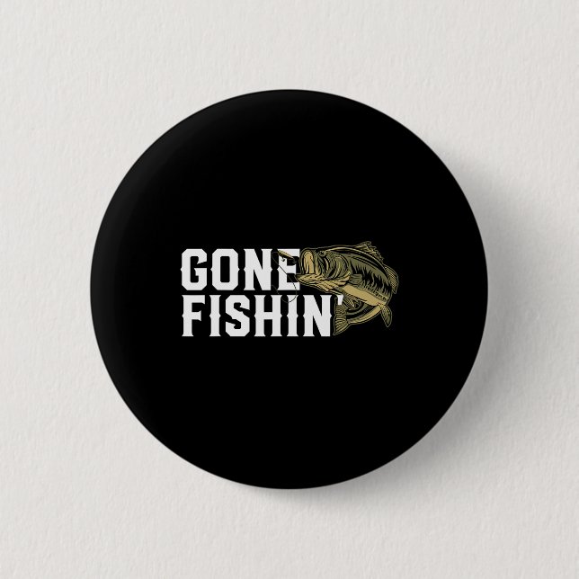 Borta fiske - stort Largemouth B Fiske Gift for Fi Knapp (Framsida)