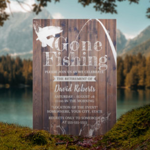 Borta fiske, utarmat, Rustic Wood Pension Inbjudningar