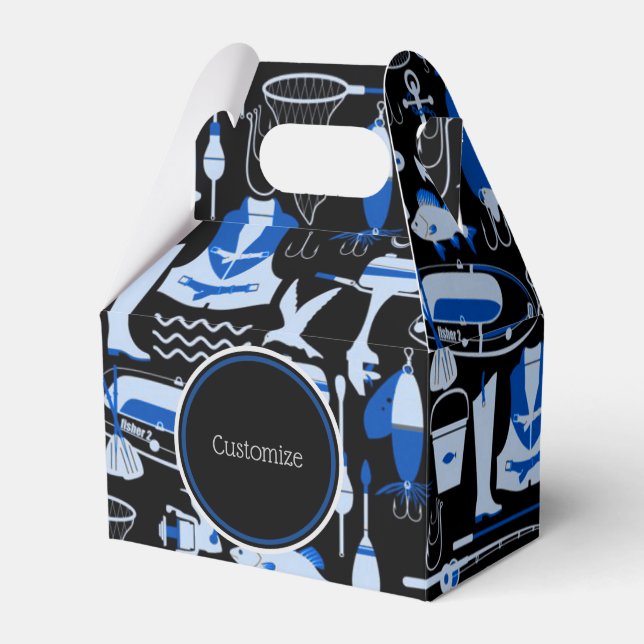 Borta fiskeblåa Mönster Gable Presentaskar (Framsidan Sidan)