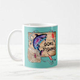 Borta Fiskeblått kaffe mugg