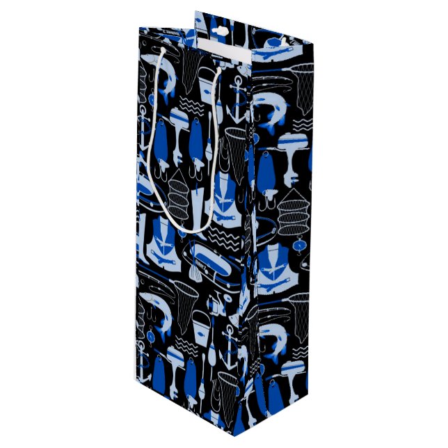 Borta fiskeblått Mönster (Framsidan Vinklad)