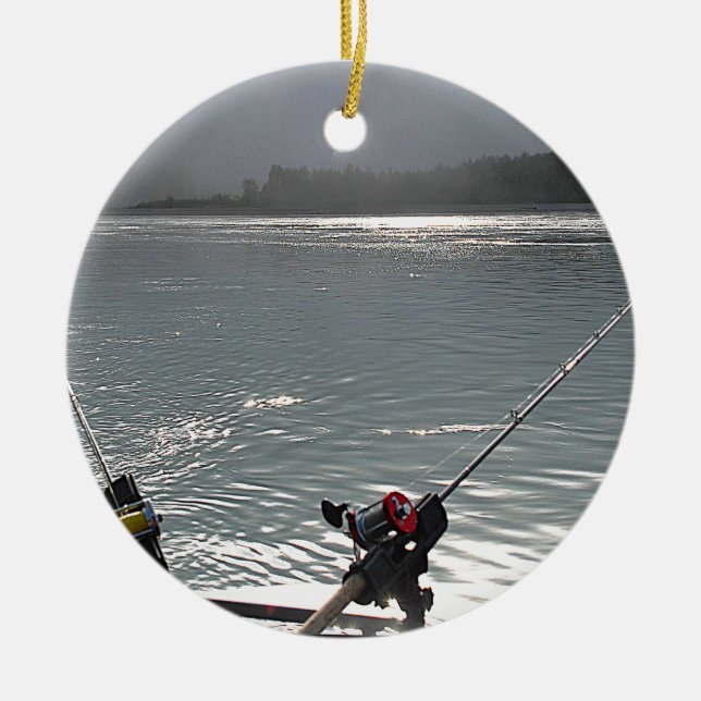 Borta fiskeförbud i dag julgransprydnad keramik (Framsidan)