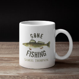 Borta fiskets moderna fiskerinärare kaffemugg