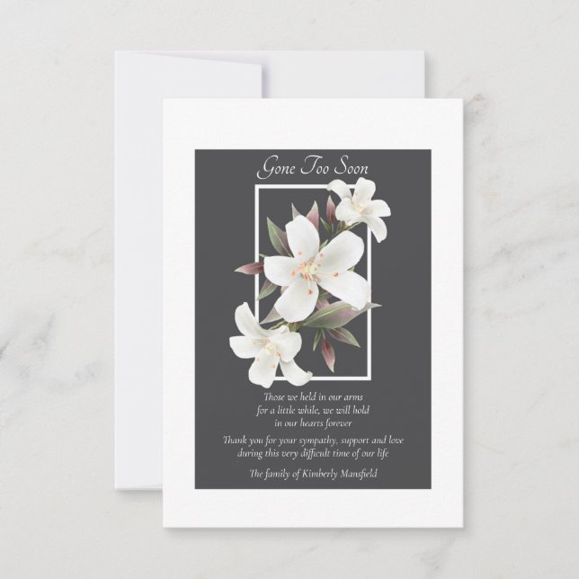 Borta för snart - sympati - tackkort tack kort (Framsida)